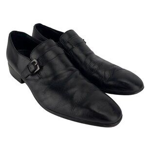 BACCO BUCCI STUDIO Black Leather Slip On‎ Soft Square Toe Shoes Size 41 E